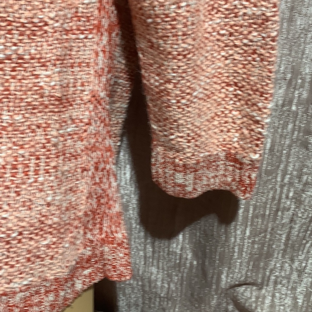 J. Jill Sweater Cardigan L Brown Cream Peach 3/4 Sleeve Linen Silk Cotton - Picture 9 of 16